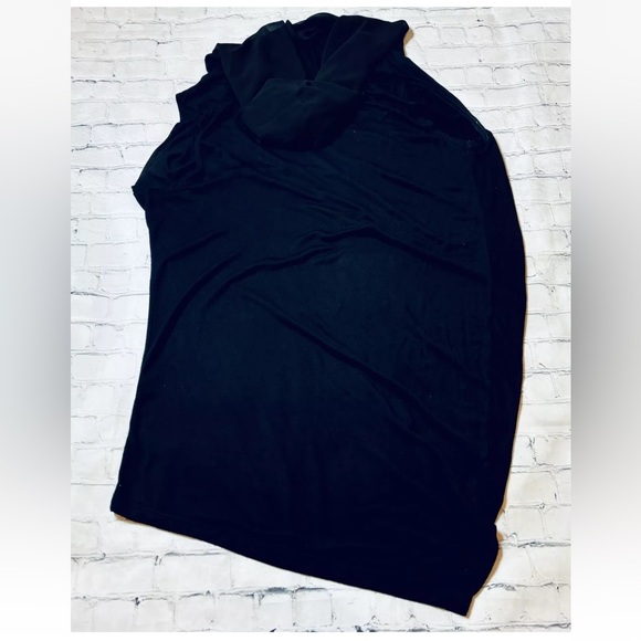 Religion Drape Neck Black Dress Size M UK 12 Rayon Silk Asymmetric Hem - Picture 10 of 10